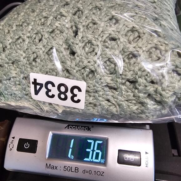 Francesca's Audrey Parks Mint Green Gray Boxy Crochet Cotton Boho Top XL 3834 - Picture 9 of 9